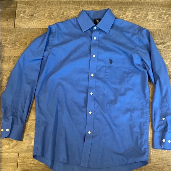 USS POLO ASSN Blue Dress Shirt with Point Collar - Picture 1 of 7
